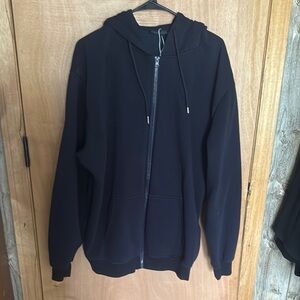 Blue Ice 2Xl Blue Zip Up Sweater with Hood and Relaxed Fit
